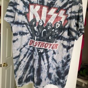 Kiss Kids Tie-Dye Destroyer T-Shirt - Black and White